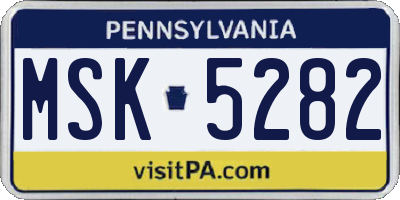 PA license plate MSK5282
