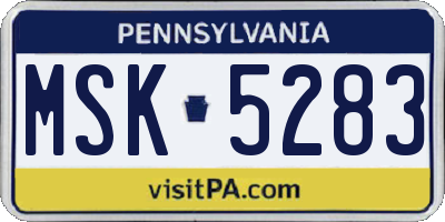 PA license plate MSK5283