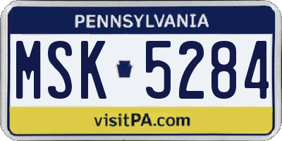 PA license plate MSK5284