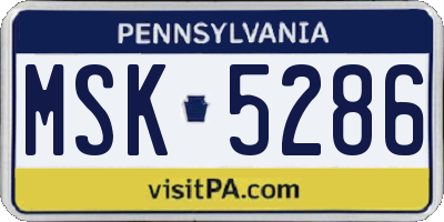 PA license plate MSK5286