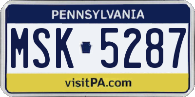 PA license plate MSK5287