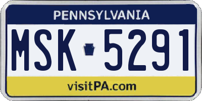 PA license plate MSK5291