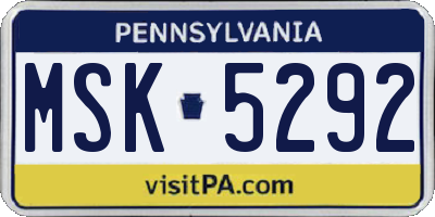 PA license plate MSK5292