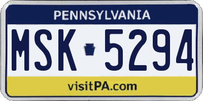 PA license plate MSK5294