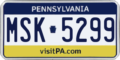 PA license plate MSK5299