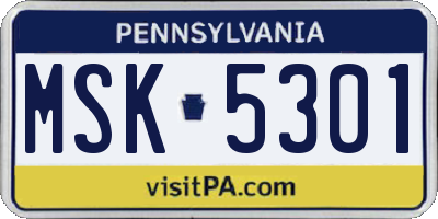 PA license plate MSK5301