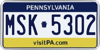PA license plate MSK5302