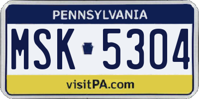PA license plate MSK5304