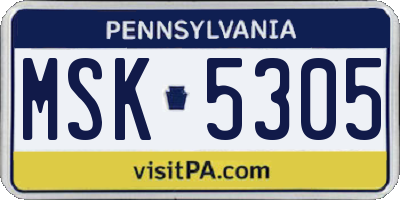 PA license plate MSK5305
