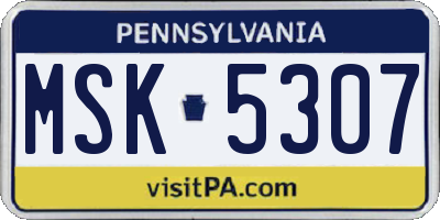 PA license plate MSK5307