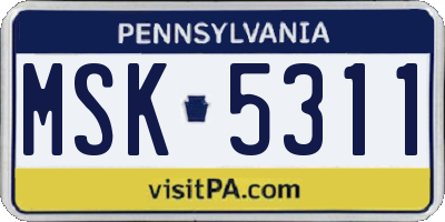 PA license plate MSK5311