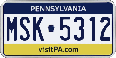 PA license plate MSK5312