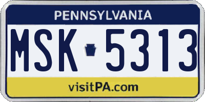 PA license plate MSK5313