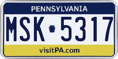 PA license plate MSK5317