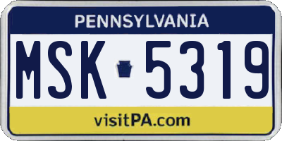 PA license plate MSK5319