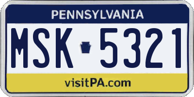PA license plate MSK5321