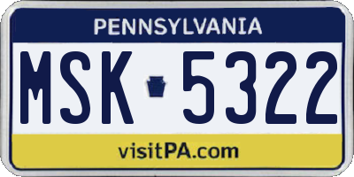 PA license plate MSK5322
