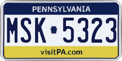 PA license plate MSK5323