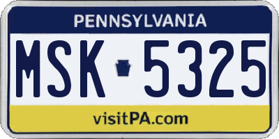 PA license plate MSK5325