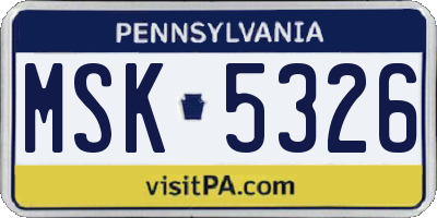 PA license plate MSK5326