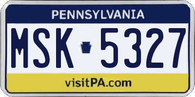 PA license plate MSK5327