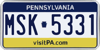 PA license plate MSK5331