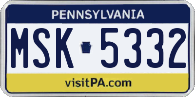 PA license plate MSK5332