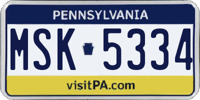 PA license plate MSK5334