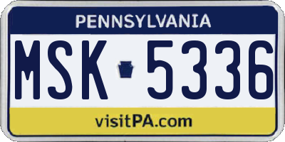 PA license plate MSK5336