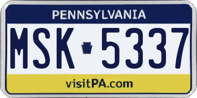 PA license plate MSK5337