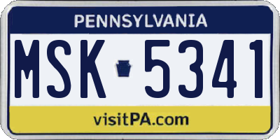 PA license plate MSK5341