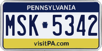 PA license plate MSK5342