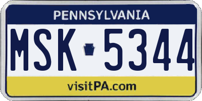 PA license plate MSK5344