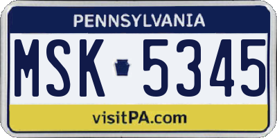 PA license plate MSK5345