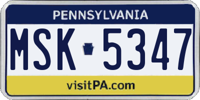 PA license plate MSK5347