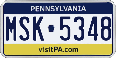 PA license plate MSK5348