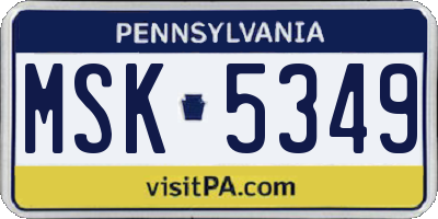 PA license plate MSK5349