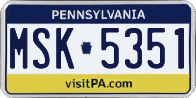 PA license plate MSK5351
