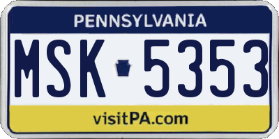 PA license plate MSK5353