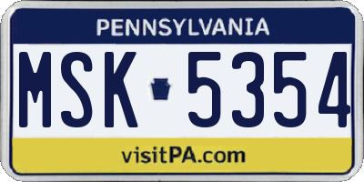PA license plate MSK5354
