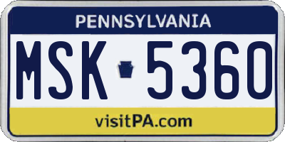 PA license plate MSK5360