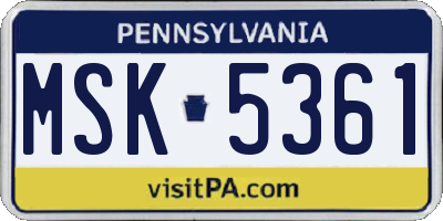 PA license plate MSK5361