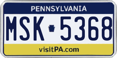 PA license plate MSK5368