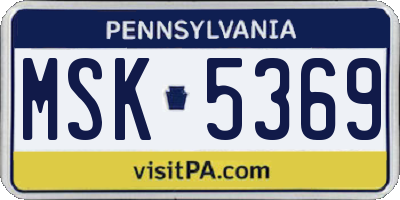 PA license plate MSK5369