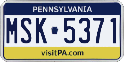 PA license plate MSK5371
