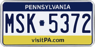 PA license plate MSK5372
