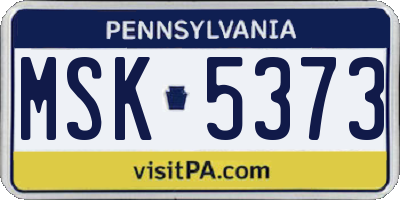 PA license plate MSK5373