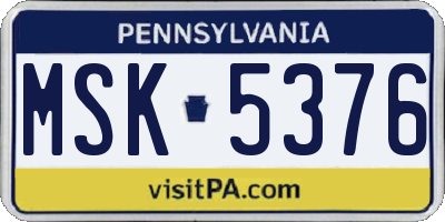 PA license plate MSK5376