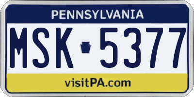 PA license plate MSK5377