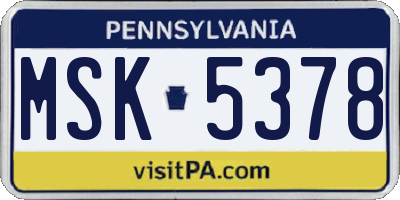 PA license plate MSK5378